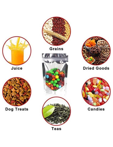 100 Bolsas Reutilizables de Aluminio SixWe 13.97x20.32 cm