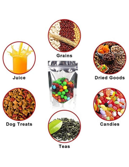 100 Bolsas Reutilizables de Aluminio SixWe 13.97x20.32 cm