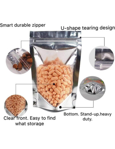 100 Bolsas Reutilizables de Aluminio SixWe 13.97x20.32 cm