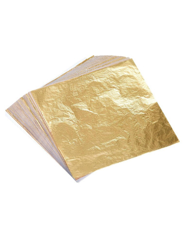Bememo 100 Hojas de Hoja de Oro Imitación 14x14 cm para Manualidades