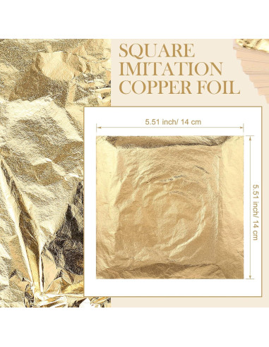 Bememo 100 Hojas de Hoja de Oro Imitación 14x14 cm para Manualidades