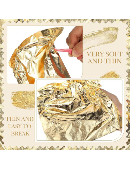 Bememo 100 Hojas de Hoja de Oro Imitación 14x14 cm para Manualidades