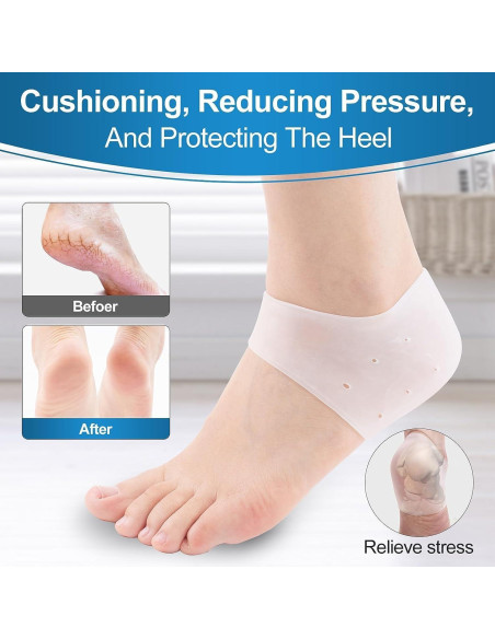 2 Pares de Protectores de Talón de Silicona HEBCRM para Dolor
