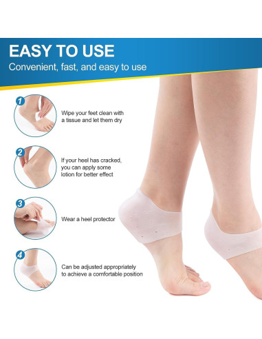 2 Pares de Protectores de Talón de Silicona HEBCRM para Dolor