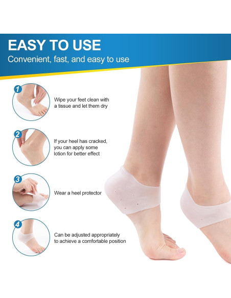 2 Pares de Protectores de Talón de Silicona HEBCRM para Dolor