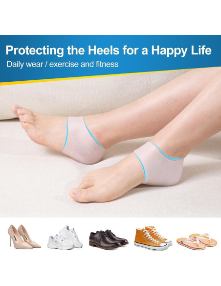 2 Pares de Protectores de Talón de Silicona HEBCRM para Dolor