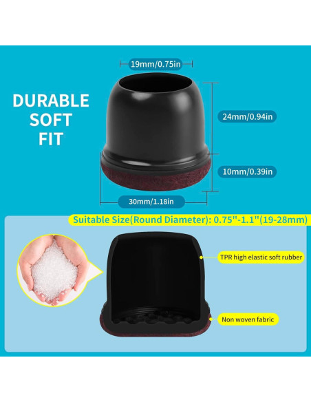 Protectores de Suelo Silicona GAGUIUP 16PCS Redondos 2-2.8cm Negro