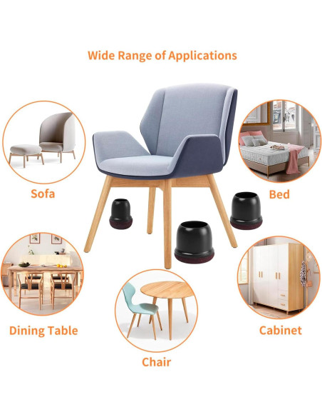 Protectores de Suelo Silicona GAGUIUP 16PCS Redondos 2-2.8cm Negro