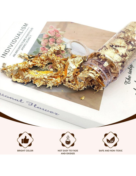 Hojas de Oro 2PCS HERCHR para Decoración de Pasteles y Manualidades