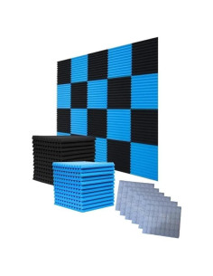 Paquete de 52 Paneles Acústicos Espuma 30x30x2.5cm Negro/Azul