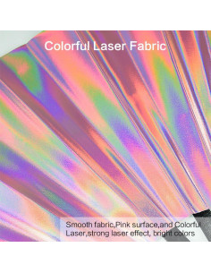 Abanico Plegable Raveahem 33 cm Rosa Holográfico Brillante 2