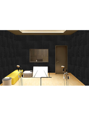 Paquete de 50 Paneles Acústicos 30x30 cm - Espuma Aislante Negra y Roja