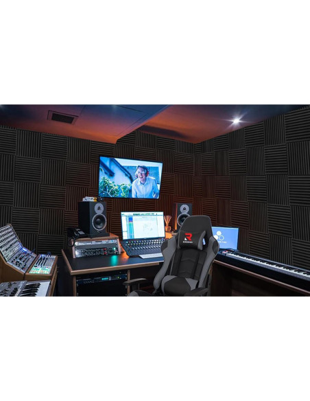 Paquete de 50 Paneles Acústicos 30x30 cm - Espuma Aislante Negra y Roja