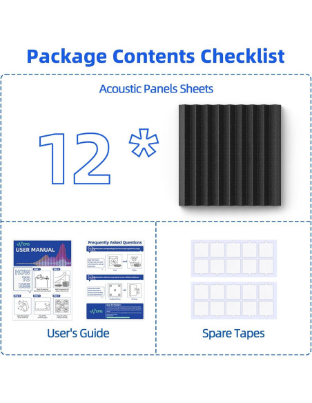 Paneles Acústicos Aislantes NEPIS 12 Piezas 5.08 cm Negro