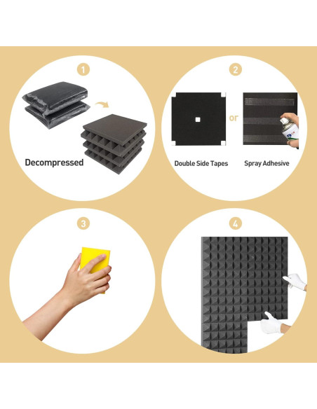 Paquete de 36 Paneles Acústicos AUSLET 30x30 cm Alta Densidad