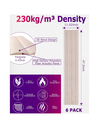 Paneles Acústicos Grandes BUBOS 120x28 cm 3D Camel - Paquete de 6