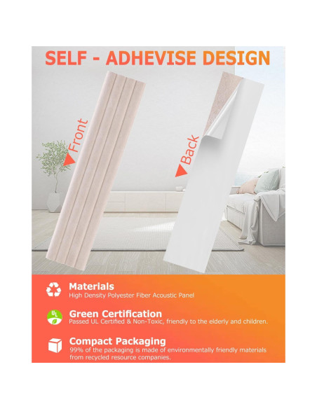 Paneles Acústicos Grandes BUBOS 120x28 cm 3D Camel - Paquete de 6