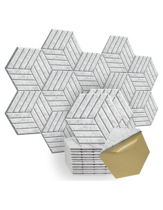 Paneles Acústicos Autoadhesivos 12 Piezas 35.6x30.5x1.0 cm Gris