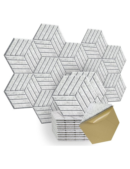 Paneles Acústicos Autoadhesivos 12 Piezas 35.6x30.5x1.0 cm Gris
