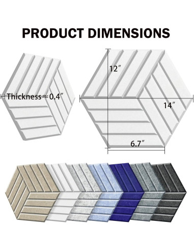 Paneles Acústicos Autoadhesivos 12 Piezas 35.6x30.5x1.0 cm Gris