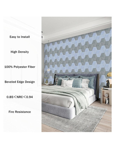 Paneles Acústicos Autoadhesivos 12 Piezas 35.6x30.5x1.0 cm Gris