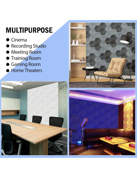 Paneles Acústicos Autoadhesivos 12 Piezas 35.6x30.5x1.0 cm Gris