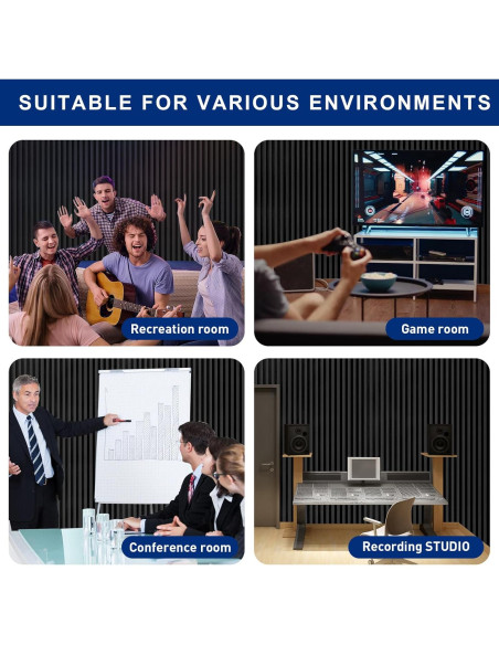 Paneles de Espuma Acústica Aislantes de Sonido 121.92x60.96cm Negro