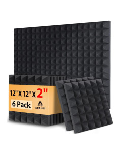 Paquete de 6 Paneles Acústicos AUSLET Pirámide Negra