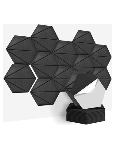 Paneles Acústicos Hexagonales Art3d 12 Pcs Triángulo Negro