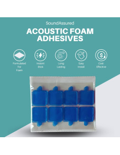 Cinta de Montaje Adhesiva Doble Cara SoundAssured - 24 Cuadrados 3.05 cm 2