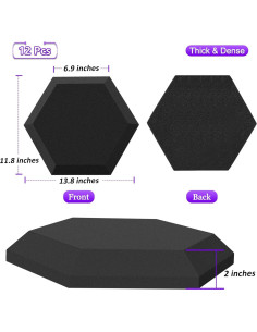 Paneles Acústicos Hexagonales TroyStudio 12 Pcs 35.1x30 cm 2