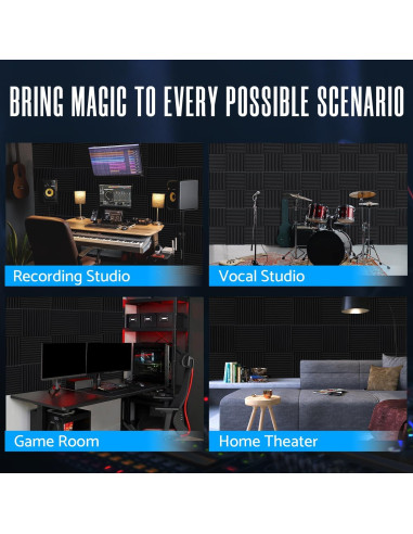 Paquete de 12 Paneles Acústicos Aislantes 1" x 30.48 cm