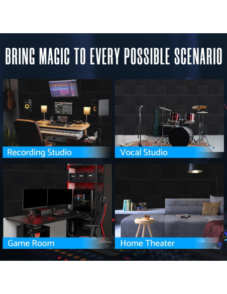 Paquete de 12 Paneles Acústicos Aislantes 1" x 30.48 cm