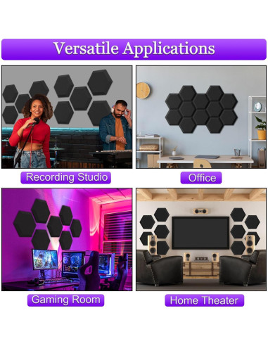 Paneles Acústicos Hexagonales TroyStudio 12 Pcs 35.1x30 cm