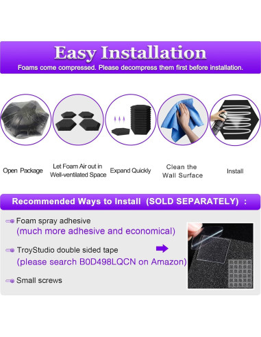 Paneles Acústicos Hexagonales TroyStudio 12 Pcs 35.1x30 cm