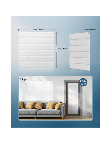 Paneles Aislantes Acústicos Kuchoow 12 Piezas 30x30cm Blanco