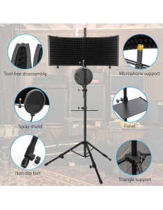 Escudo de Aislamiento de Micrófono ITHWIU con Soporte 180 cm 2