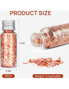 Hojuelas de Oro Comestibles FlyCoco - 3 Botellas Oro Rosa 2