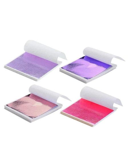 Juego de 200 Hojas de Hoja de Oro Imitación Y-Axis 4 Colores