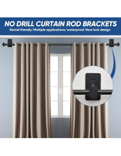 Soporte de Varilla de Cortina Sin Perforación ZNONOX 2 Piezas Negro 2