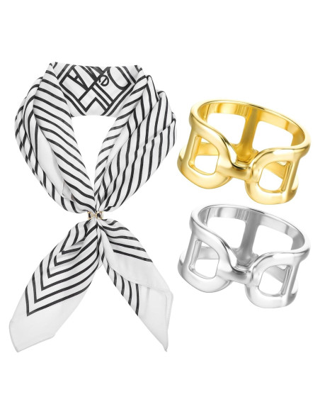 Anillos de Bufanda Bremorou 2 Pcs Oro Plata Elegantes