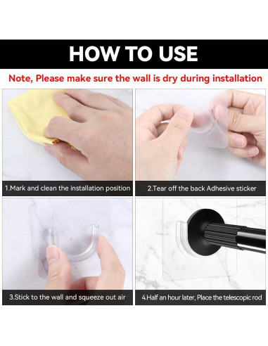 4 Soportes Adhesivos para Varilla de Cortina Tucnoeu 7cm