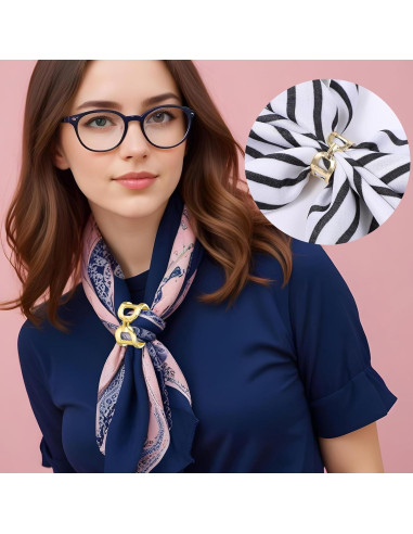 Anillos de Bufanda Bremorou 2 Pcs Oro Plata Elegantes