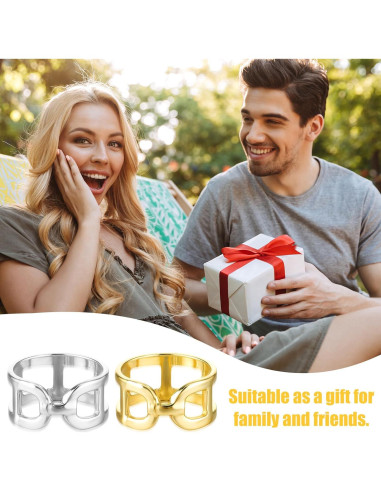 Anillos de Bufanda Bremorou 2 Pcs Oro Plata Elegantes