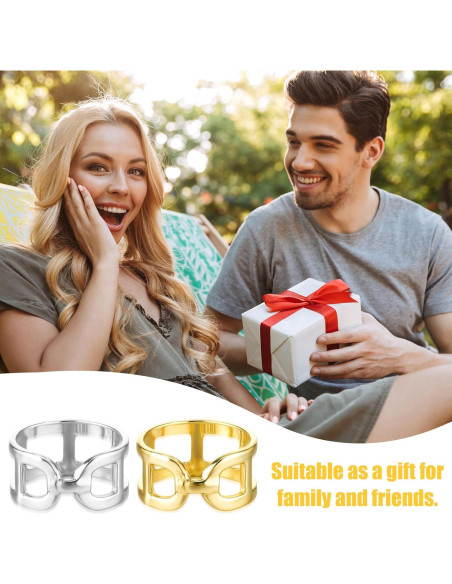 Anillos de Bufanda Bremorou 2 Pcs Oro Plata Elegantes