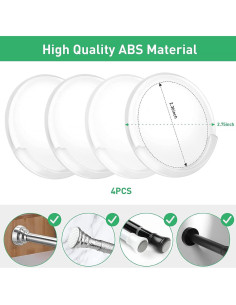 Soporte de Varilla de Cortina de Ducha Adhesivo AYAYASTORY - Paquete de 4 2