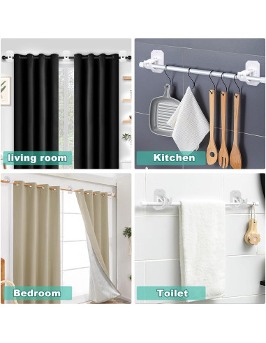 Soportes de Barra de Cortina Sin Taladro Codoule 4PCS Blanco