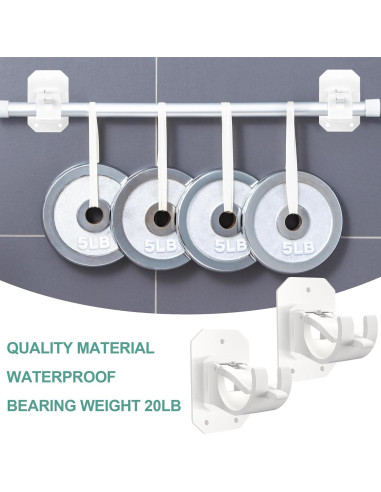 Soportes de Barra de Cortina Sin Taladro Codoule 4PCS Blanco