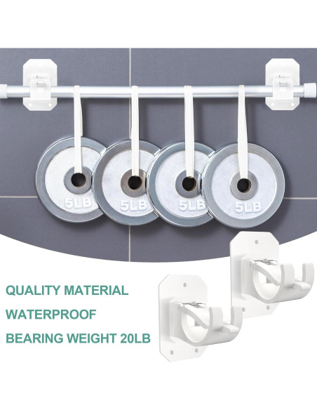 Soportes de Barra de Cortina Sin Taladro Codoule 4PCS Blanco