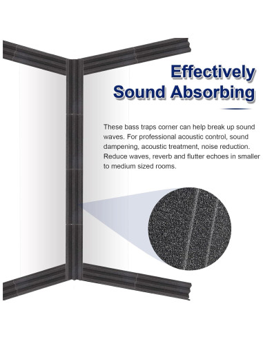 16 Paneles Acústicos Espuma Aislante Negro 30x7.6cm